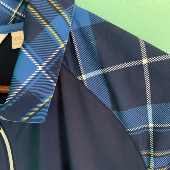 Lady Hagen navy blue golf shirt size XXL plaid trim short sleeve athletic active - Picture 3 of 5